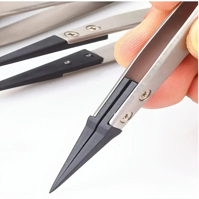 ESD-Safe Precision Tweezers – Anti-Static Tips & Heavy-Duty Metal Construction, Ideal for Electronics & Jewelry Repair