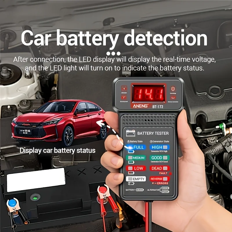 Smart Car Battery Tester, Suitable for Home Self-Checking/Repair Shops, One-Click Diagnosis of Life Span and Capacity, Quick Fault Identification, Intuitive Data Display, Compatible with Multiple Car Models, a Tester That Can Be Used in 10 Different Scenarios