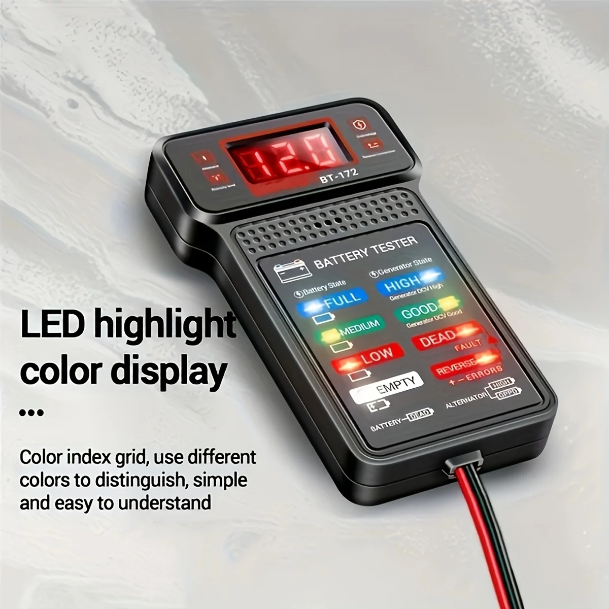 Smart Car Battery Tester, Suitable for Home Self-Checking/Repair Shops, One-Click Diagnosis of Life Span and Capacity, Quick Fault Identification, Intuitive Data Display, Compatible with Multiple Car Models, a Tester That Can Be Used in 10 Different Scenarios