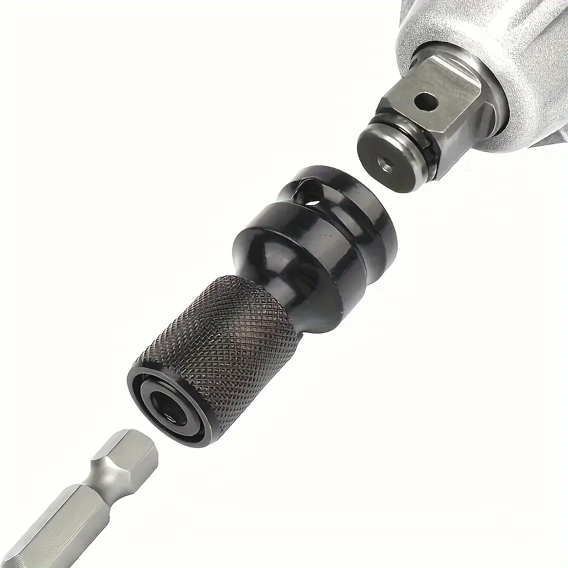 1/2 Square to 1/4 Hexagon Ratchet Sleeve Impact Wrench Sleeve Set Adapter Wrench Drive Converter Quick Release Tool