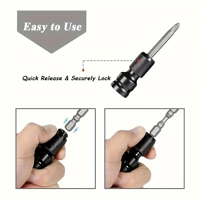 1/2 Square to 1/4 Hexagon Ratchet Sleeve Impact Wrench Sleeve Set Adapter Wrench Drive Converter Quick Release Tool