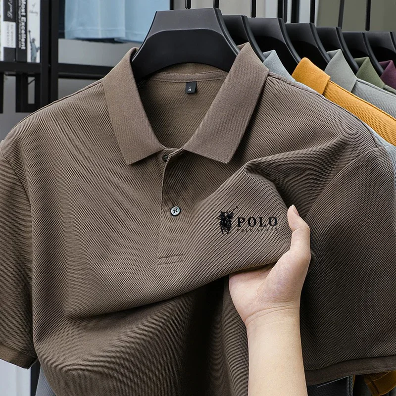 Men's premium summer polo shirt, quick drying, breathable, casual, business fashion, sports, short sleeved, men's clothing