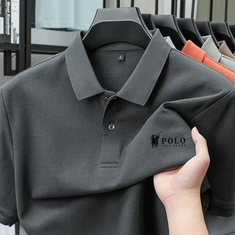 Men's premium summer polo shirt, quick drying, breathable, casual, business fashion, sports, short sleeved, men's clothing