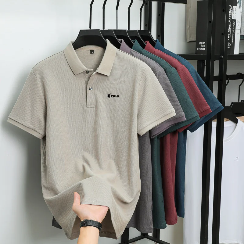 Men's premium summer polo shirt, quick drying, breathable, casual, business fashion, sports, short sleeved, men's clothing