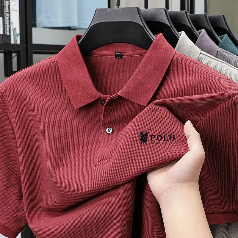 Men's premium summer polo shirt, quick drying, breathable, casual, business fashion, sports, short sleeved, men's clothing