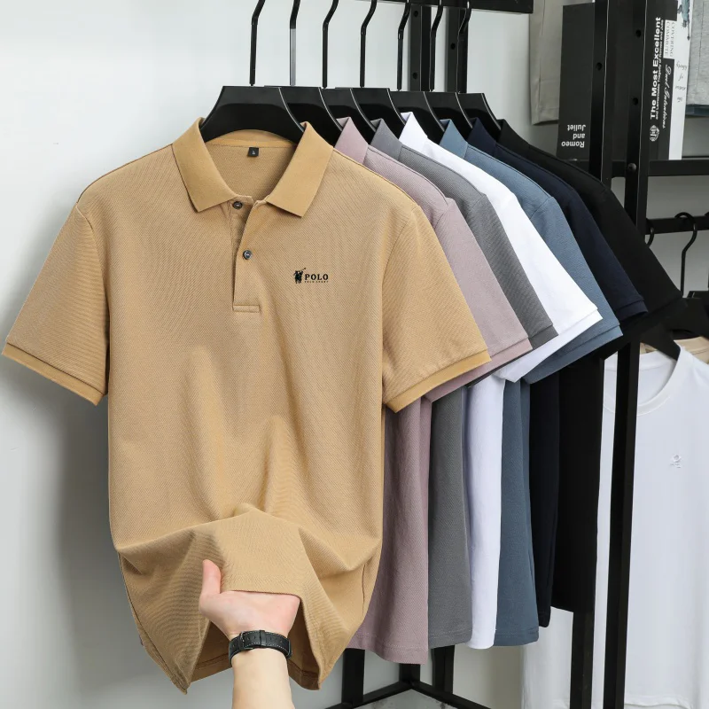 Men's premium summer polo shirt, quick drying, breathable, casual, business fashion, sports, short sleeved, men's clothing