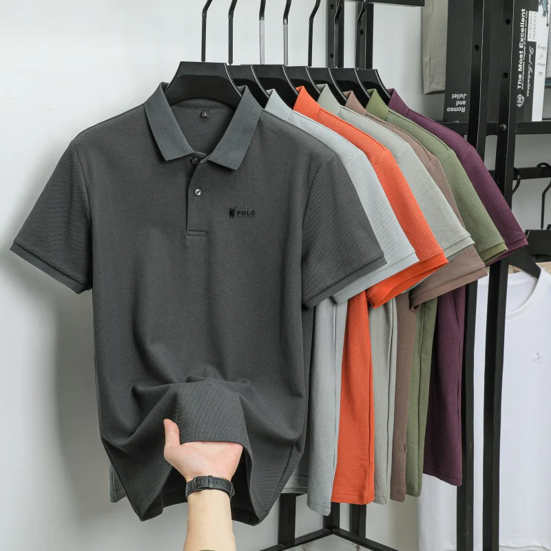 Men's premium summer polo shirt, quick drying, breathable, casual, business fashion, sports, short sleeved, men's clothing