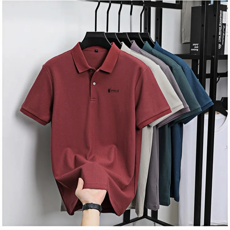 Men's premium summer polo shirt, quick drying, breathable, casual, business fashion, sports, short sleeved, men's clothing