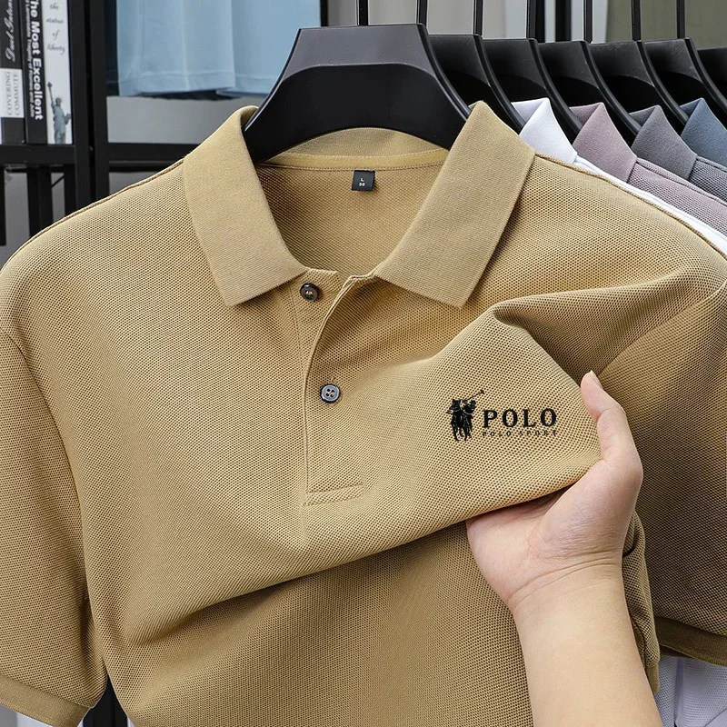 Men's premium summer polo shirt, quick drying, breathable, casual, business fashion, sports, short sleeved, men's clothing