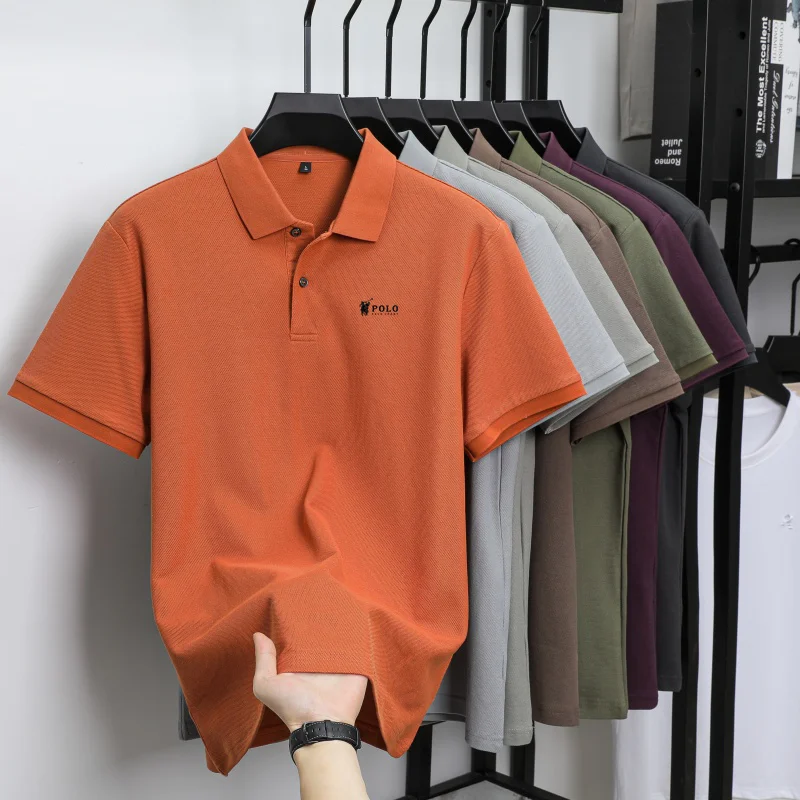 Men's premium summer polo shirt, quick drying, breathable, casual, business fashion, sports, short sleeved, men's clothing