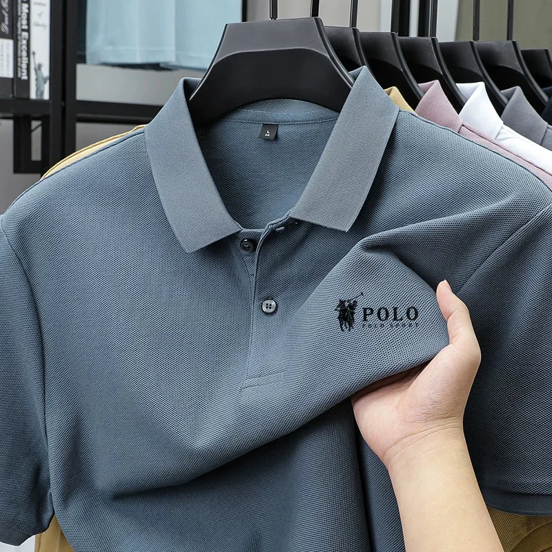 Men's premium summer polo shirt, quick drying, breathable, casual, business fashion, sports, short sleeved, men's clothing