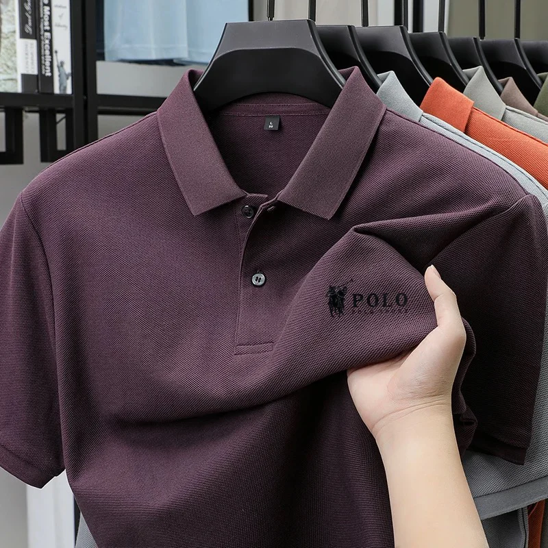 Men's premium summer polo shirt, quick drying, breathable, casual, business fashion, sports, short sleeved, men's clothing