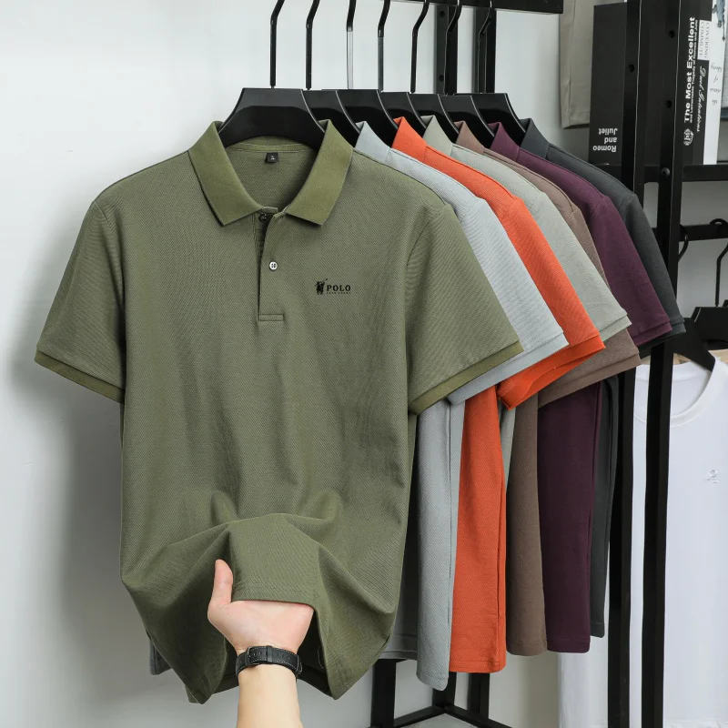 Men's premium summer polo shirt, quick drying, breathable, casual, business fashion, sports, short sleeved, men's clothing