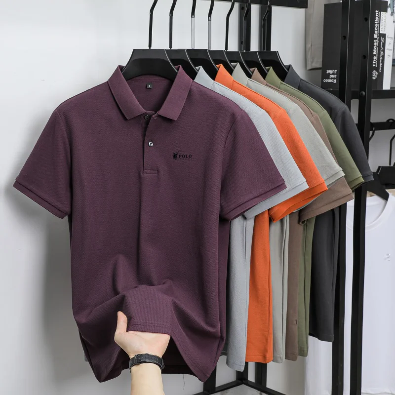 Men's premium summer polo shirt, quick drying, breathable, casual, business fashion, sports, short sleeved, men's clothing