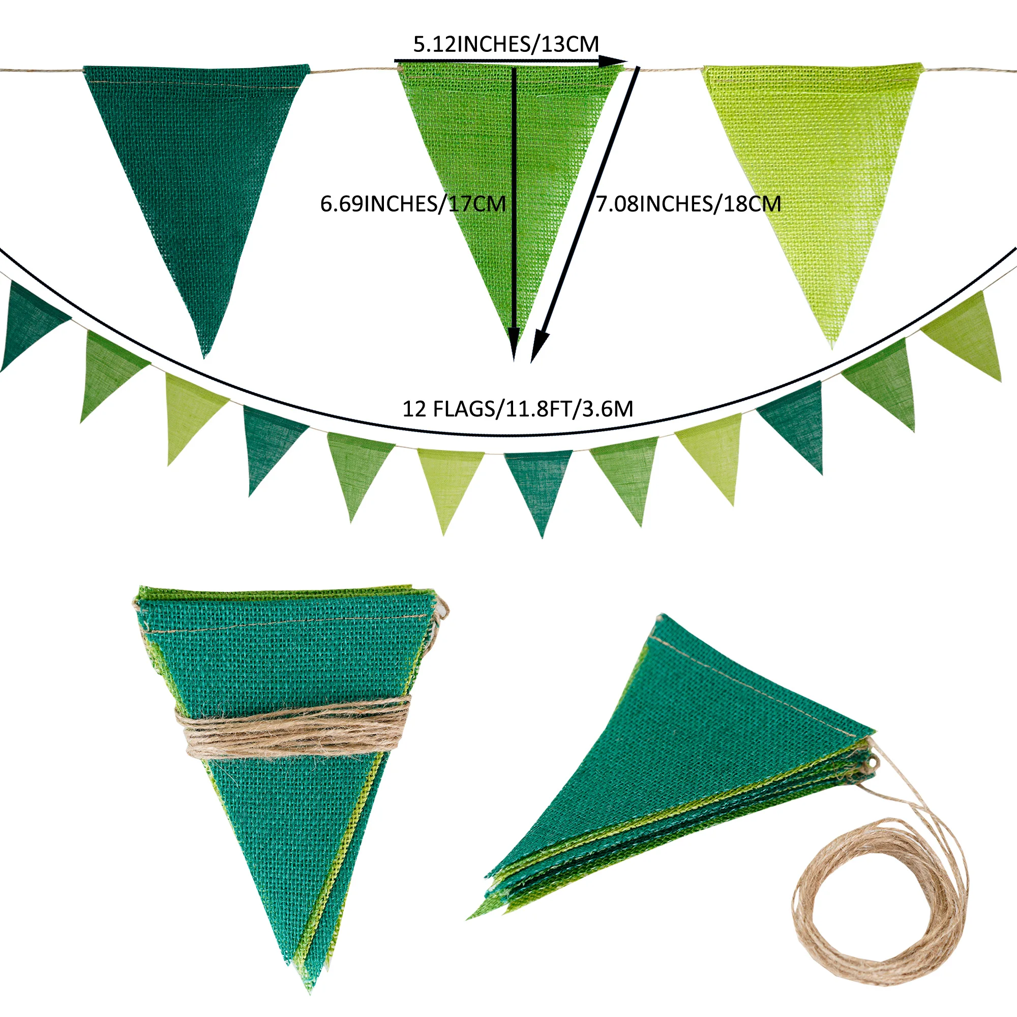 12 Flags/13 Flags Pennant flags Hessian Wedding Party Decor Bunting Vintage Photo Prop Banners Home Baby Shower Carnival Garland