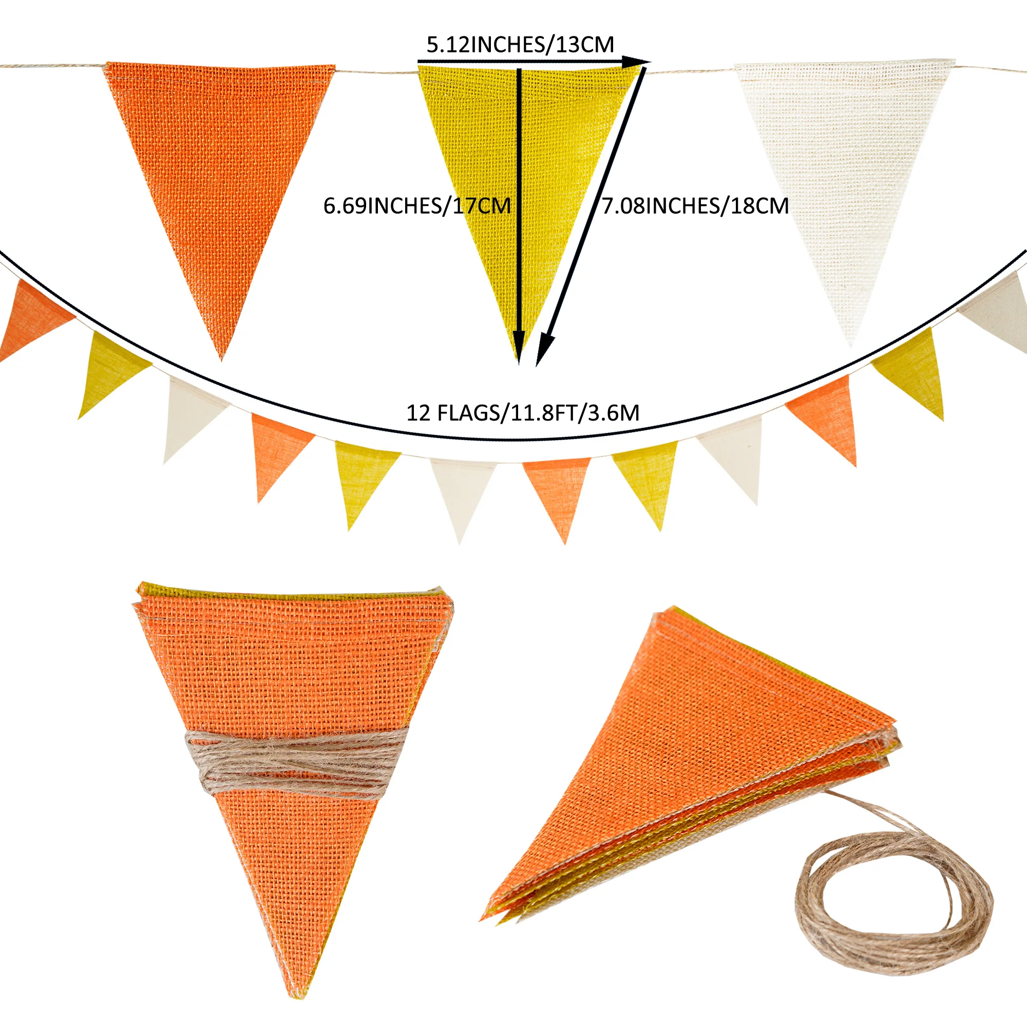 12 Flags/13 Flags Pennant flags Hessian Wedding Party Decor Bunting Vintage Photo Prop Banners Home Baby Shower Carnival Garland