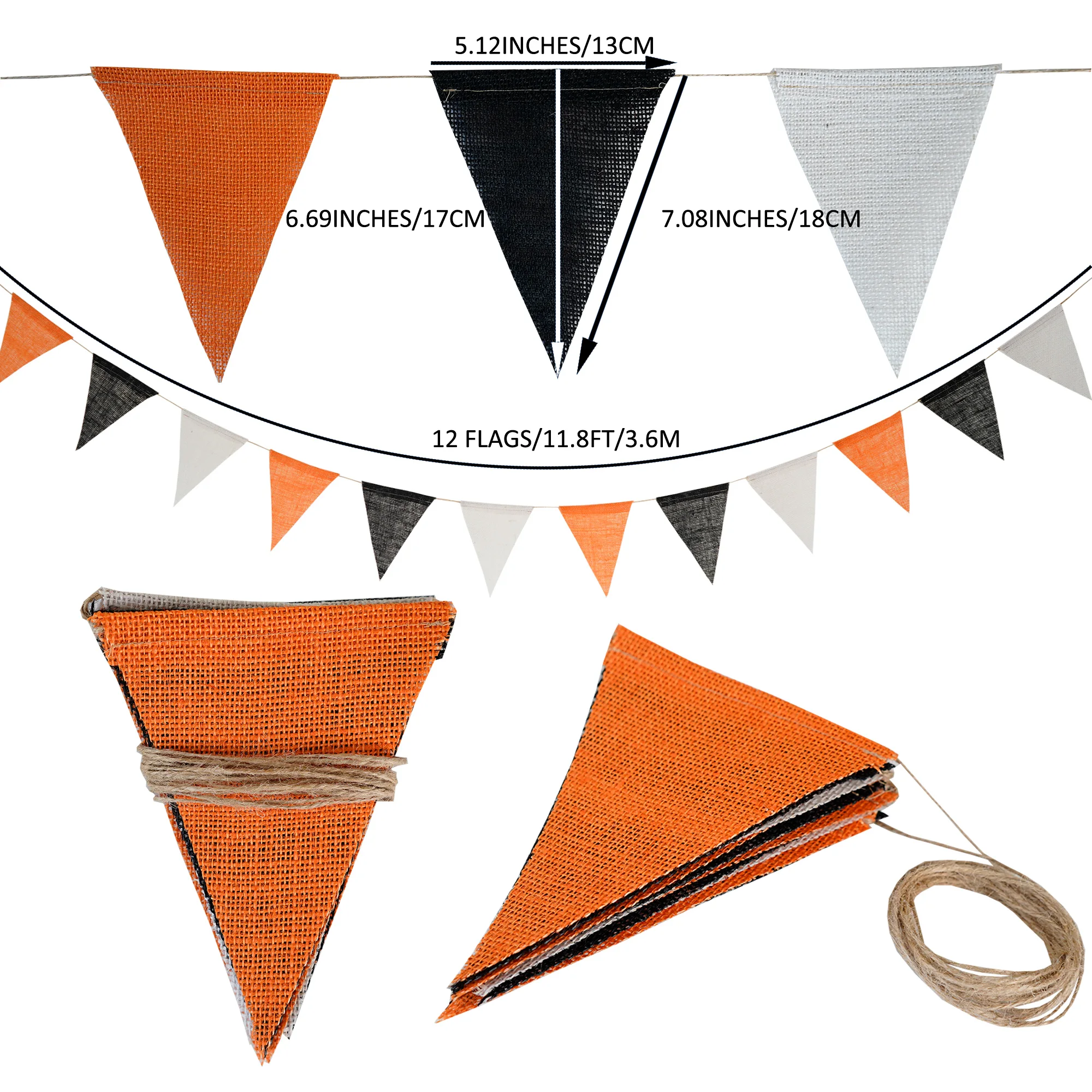 12 Flags/13 Flags Pennant flags Hessian Wedding Party Decor Bunting Vintage Photo Prop Banners Home Baby Shower Carnival Garland