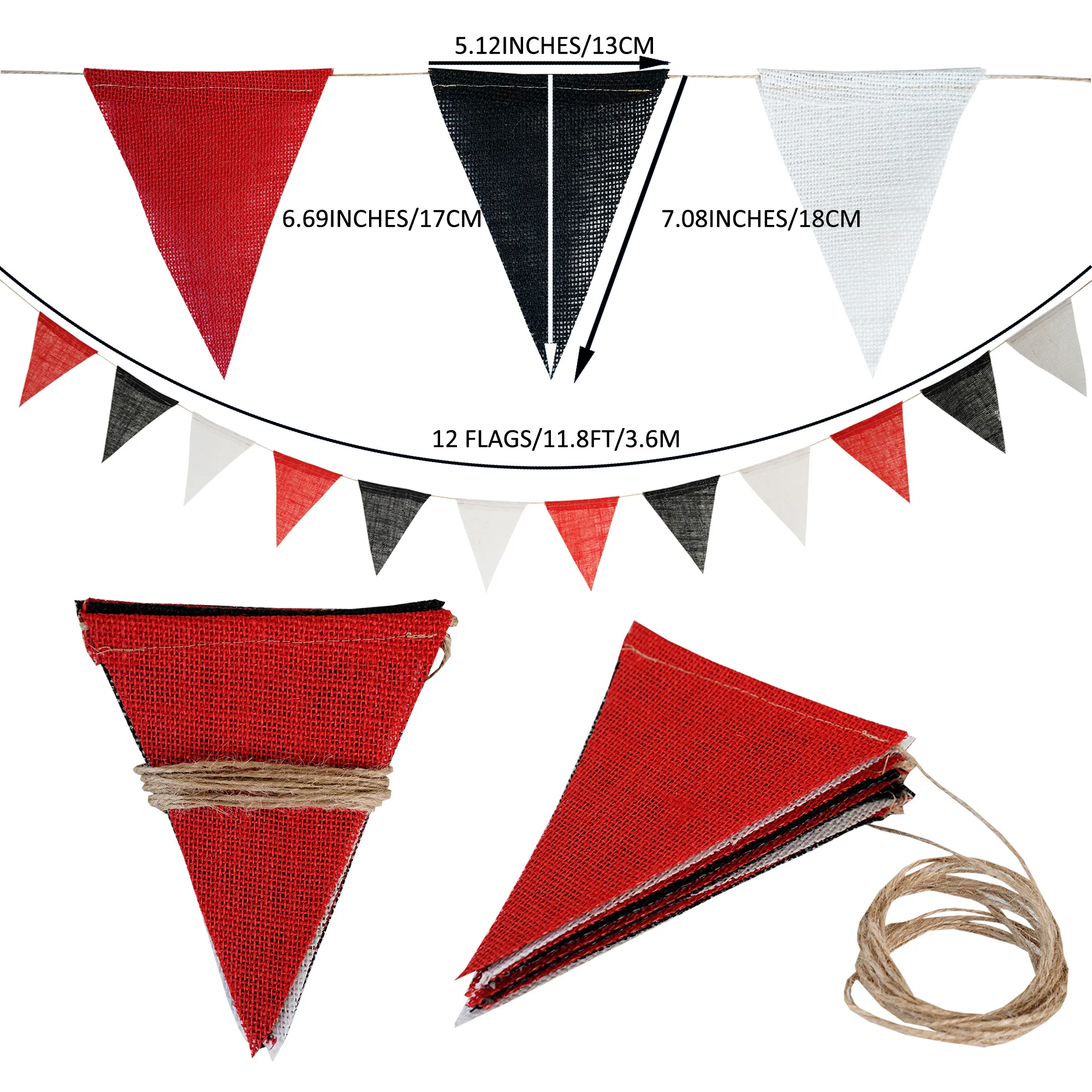 12 Flags/13 Flags Pennant flags Hessian Wedding Party Decor Bunting Vintage Photo Prop Banners Home Baby Shower Carnival Garland