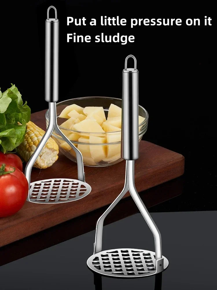 Stainless Steel Potato Masher Manual Fruit Vegetable Mud Press Food Crusher for Baby Complementary Food Kitchen Gadget
