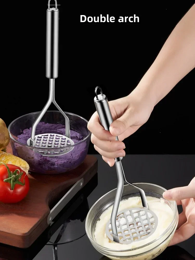 Stainless Steel Potato Masher Manual Fruit Vegetable Mud Press Food Crusher for Baby Complementary Food Kitchen Gadget