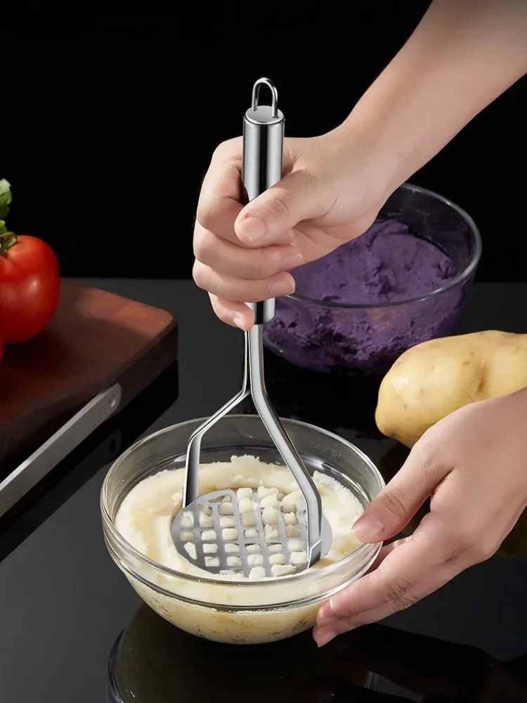 Stainless Steel Potato Masher Manual Fruit Vegetable Mud Press Food Crusher for Baby Complementary Food Kitchen Gadget