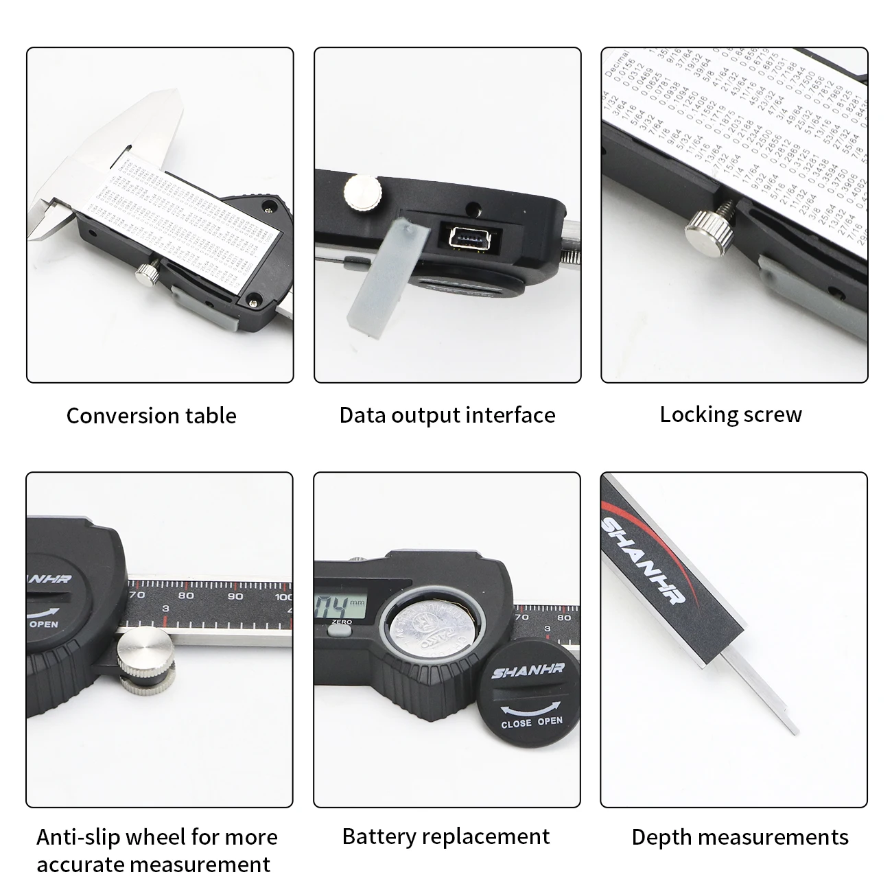 SHANHR Hardened Stainless Steel 0-150 mm Digital Caliper Messschieber Caliper Electronic Vernier Micrometro