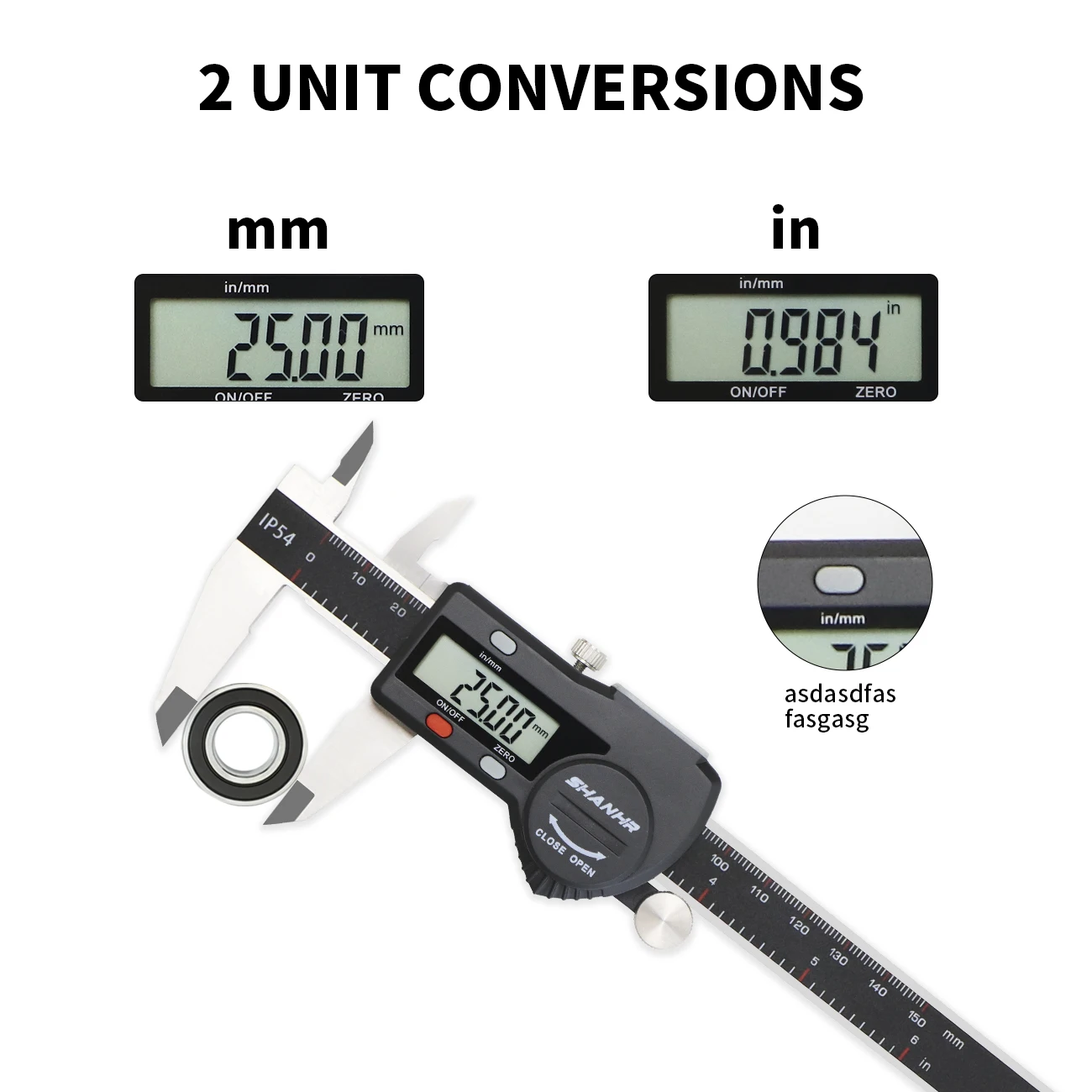 SHANHR Hardened Stainless Steel 0-150 mm Digital Caliper Messschieber Caliper Electronic Vernier Micrometro