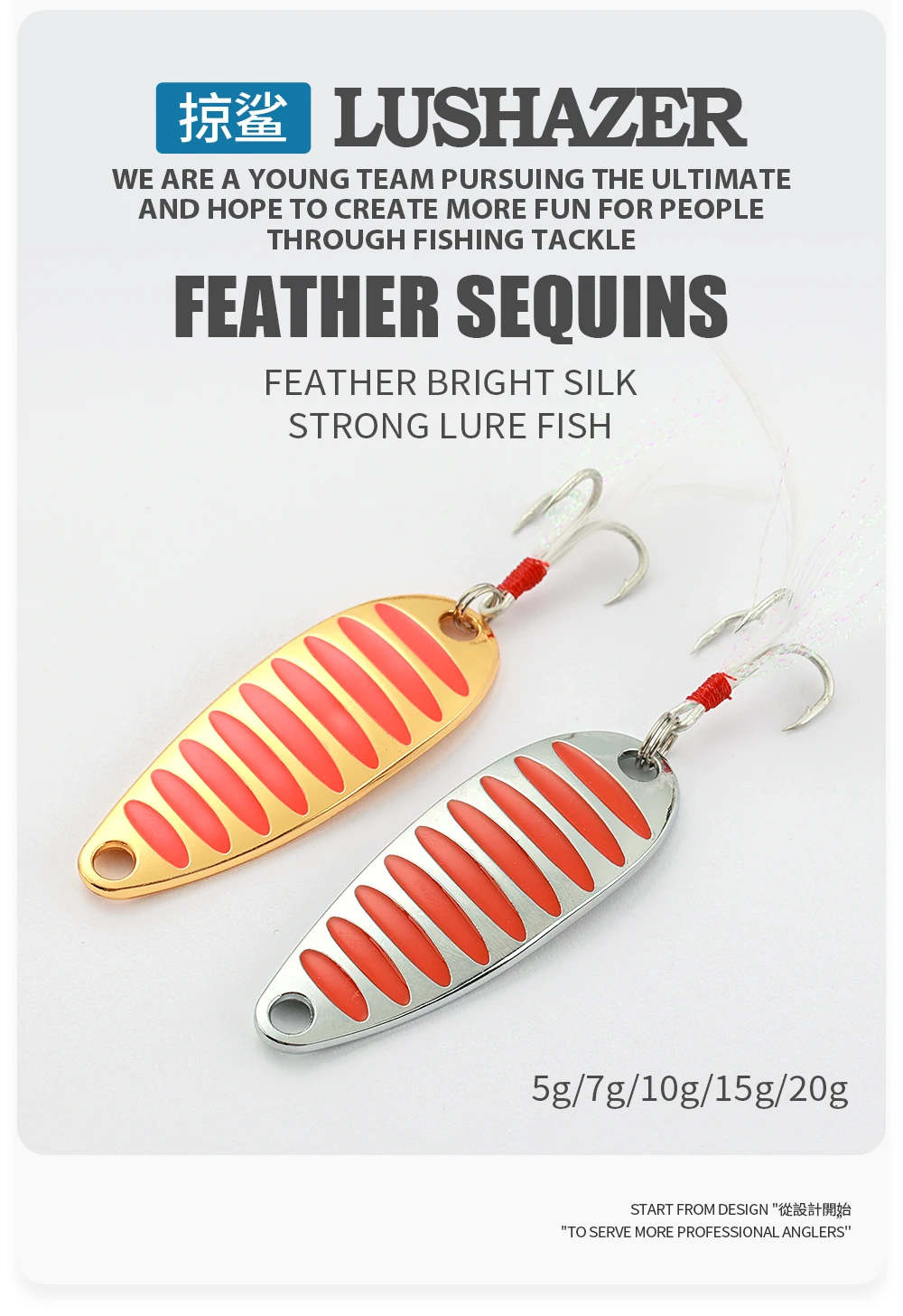 LUSHAZER brand Fishing lure spoon 2g 5g 7g 10g 15g 20g Gold/Silver fishing bait spoon hard lures metal lure China free shipping