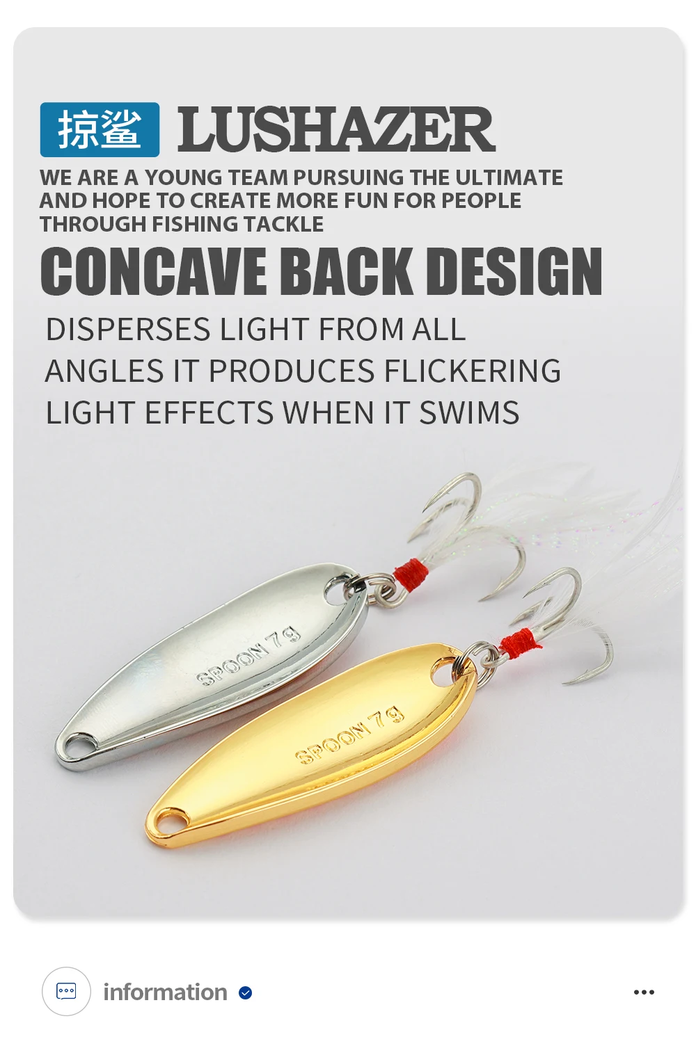 LUSHAZER brand Fishing lure spoon 2g 5g 7g 10g 15g 20g Gold/Silver fishing bait spoon hard lures metal lure China free shipping