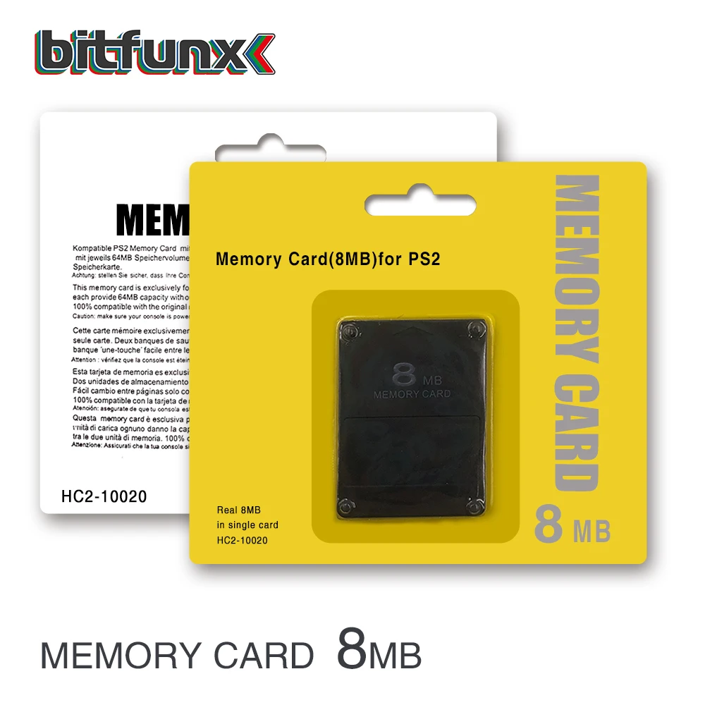 Bitfunx Black Empaty Memory 8Card 8MB/16MB/32MB/64MB/128MB/256MB Game Save for Playstation 2 PS2 Game Console
