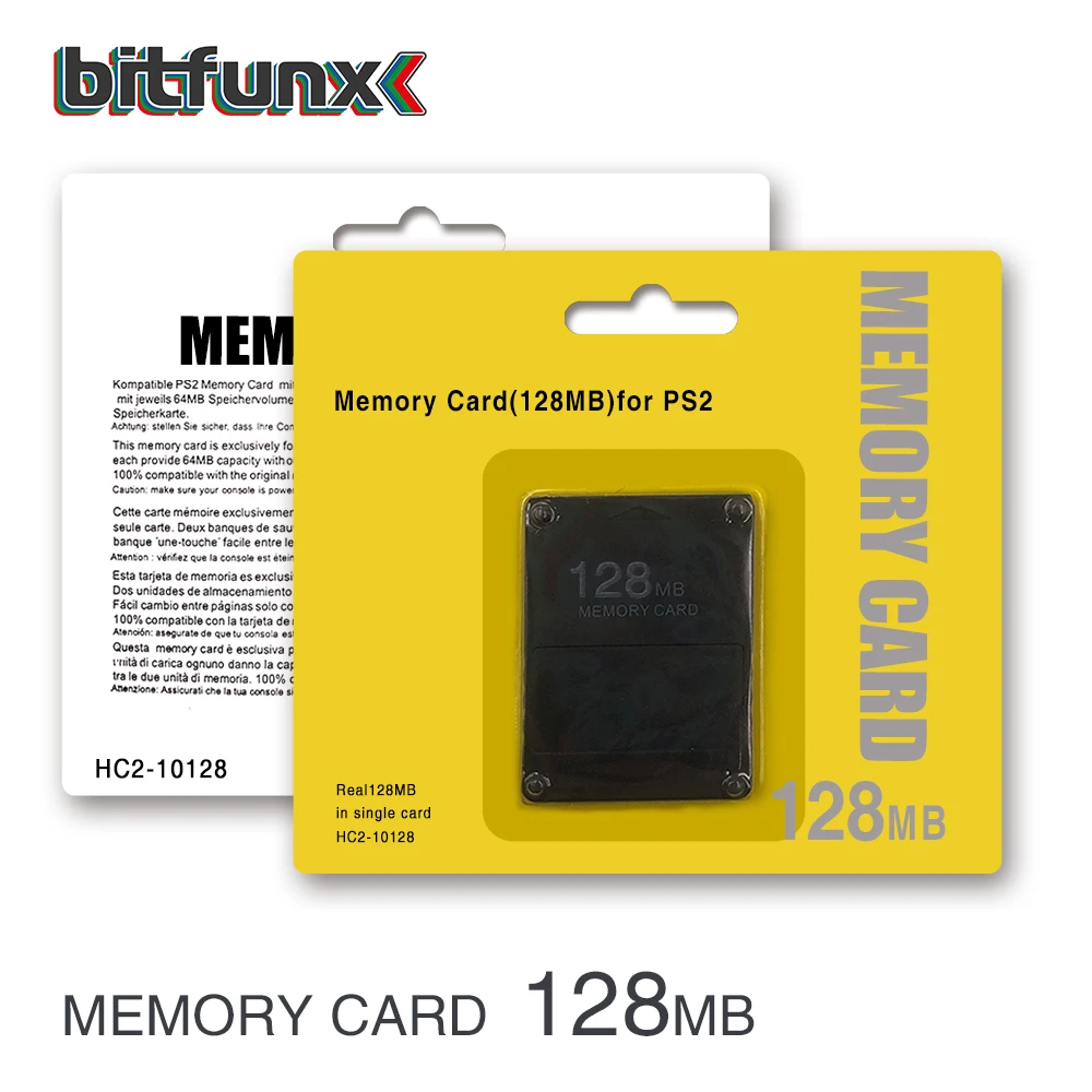 Bitfunx Black Empaty Memory 8Card 8MB/16MB/32MB/64MB/128MB/256MB Game Save for Playstation 2 PS2 Game Console