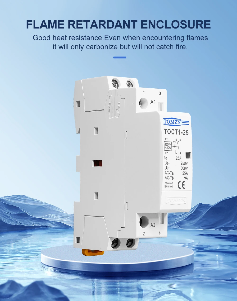 TOMZN TOCT1 2P 16A 20A 25A 220V/230V 50/60Hz Din Rail Household AC Modular Contactor 2NO or 1NO 1NC