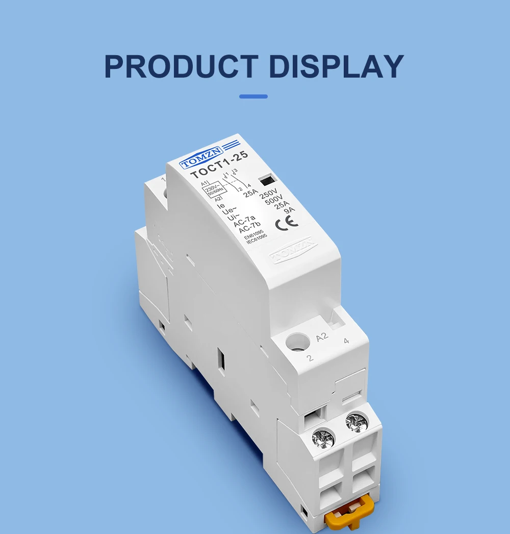 TOMZN TOCT1 2P 16A 20A 25A 220V/230V 50/60Hz Din Rail Household AC Modular Contactor 2NO or 1NO 1NC