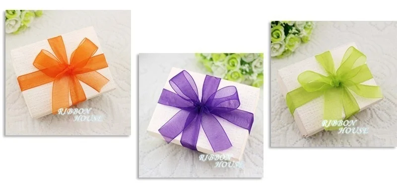 (50 Yards/Roll) Organza Ribbon Wholesale Gift Wrapping Decoration Christmas Silk Ribbons Lace Fabric 12/15/20/25/40/50mm