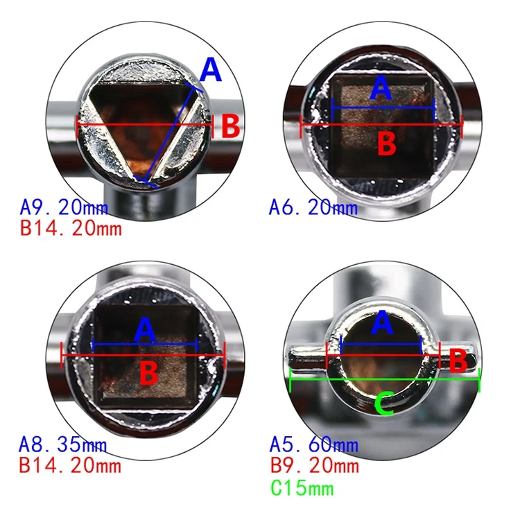 4 Way Universal Cross Triangle Wrench KEY for Train Electrical Elevator Cabinet Valve Alloy Triangle