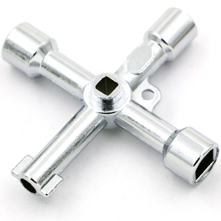 4 Way Universal Cross Triangle Wrench KEY for Train Electrical Elevator Cabinet Valve Alloy Triangle