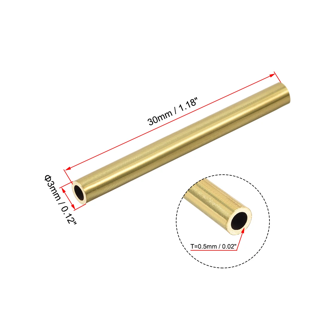 10Pcs Brass Round Tube 2-10mm OD 0.5mm/1mm Wall Thickness 30mm Length Seamless Pipe Tubing for DIY Crafts Macrame Wall Hanging