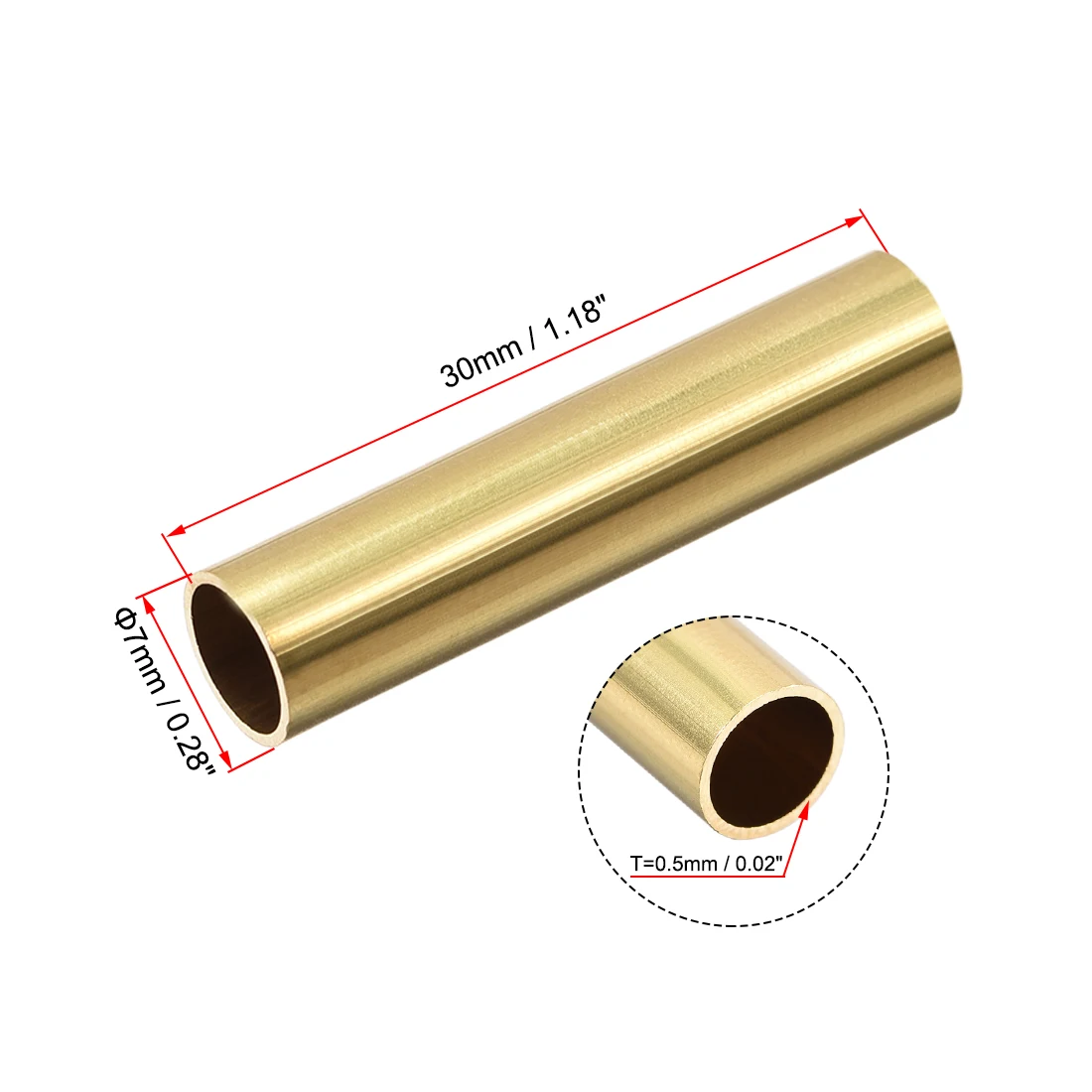 10Pcs Brass Round Tube 2-10mm OD 0.5mm/1mm Wall Thickness 30mm Length Seamless Pipe Tubing for DIY Crafts Macrame Wall Hanging