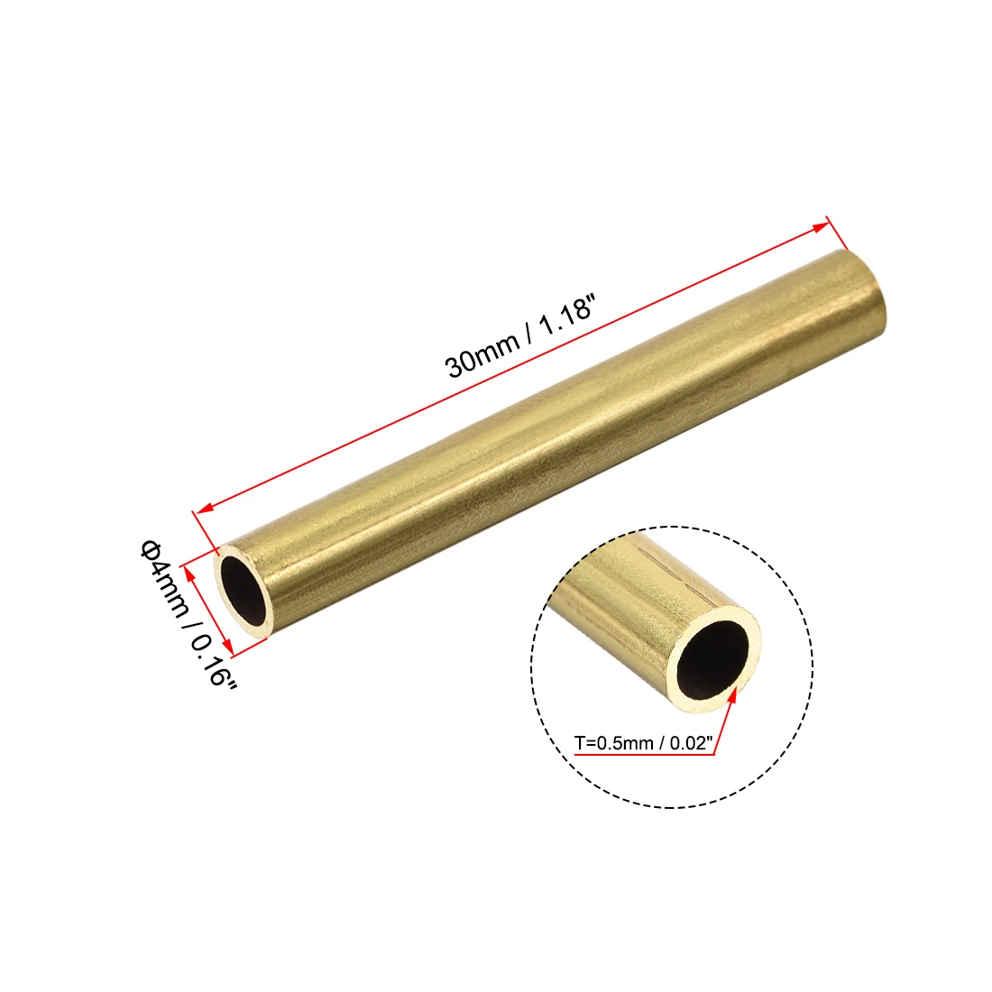 10Pcs Brass Round Tube 2-10mm OD 0.5mm/1mm Wall Thickness 30mm Length Seamless Pipe Tubing for DIY Crafts Macrame Wall Hanging
