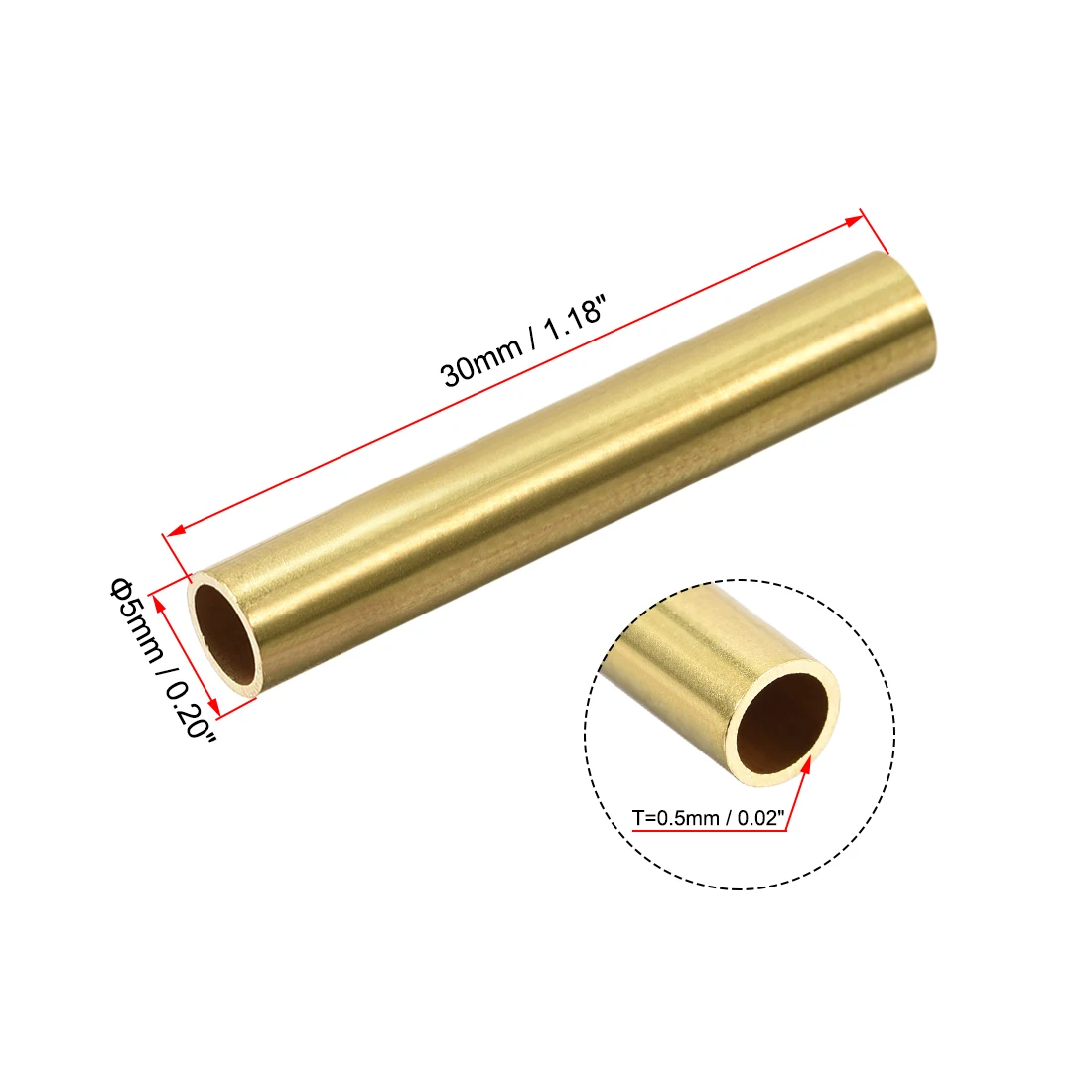 10Pcs Brass Round Tube 2-10mm OD 0.5mm/1mm Wall Thickness 30mm Length Seamless Pipe Tubing for DIY Crafts Macrame Wall Hanging