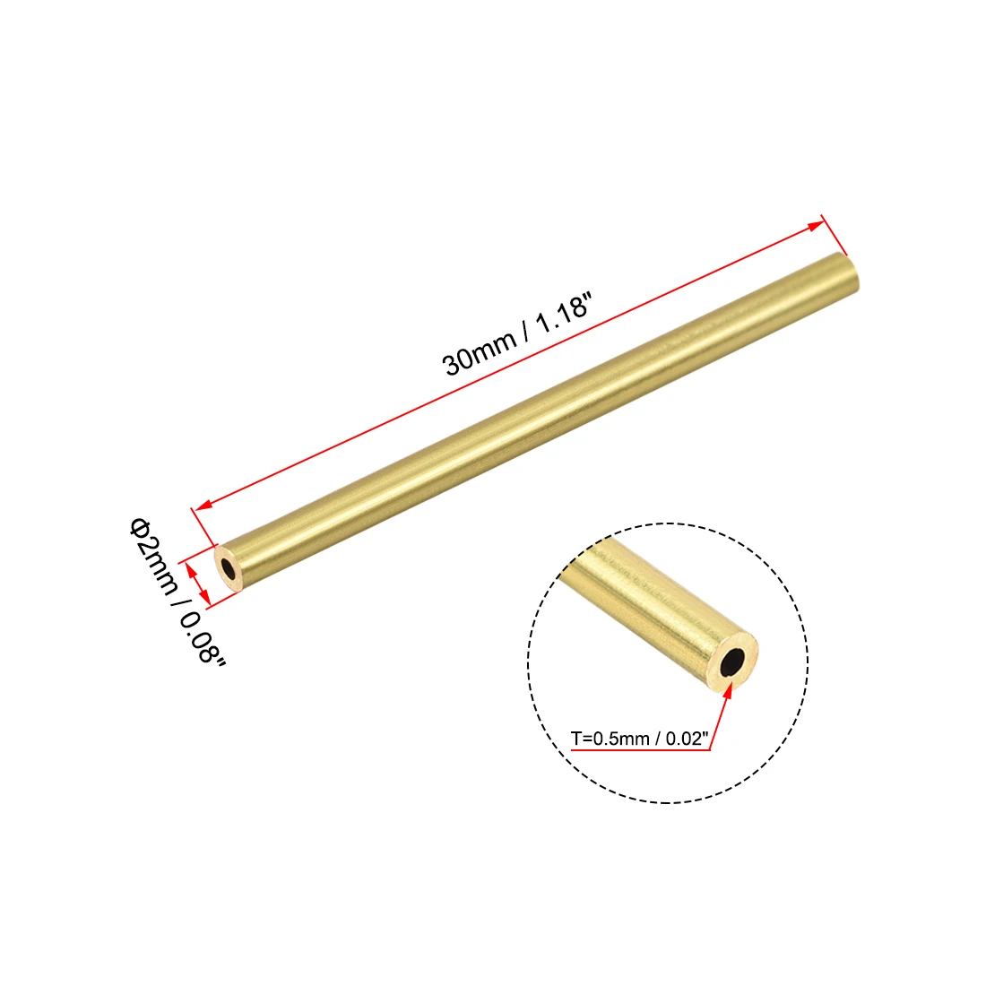 10Pcs Brass Round Tube 2-10mm OD 0.5mm/1mm Wall Thickness 30mm Length Seamless Pipe Tubing for DIY Crafts Macrame Wall Hanging