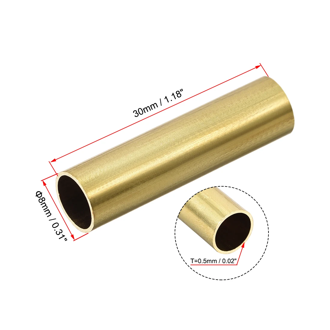 10Pcs Brass Round Tube 2-10mm OD 0.5mm/1mm Wall Thickness 30mm Length Seamless Pipe Tubing for DIY Crafts Macrame Wall Hanging