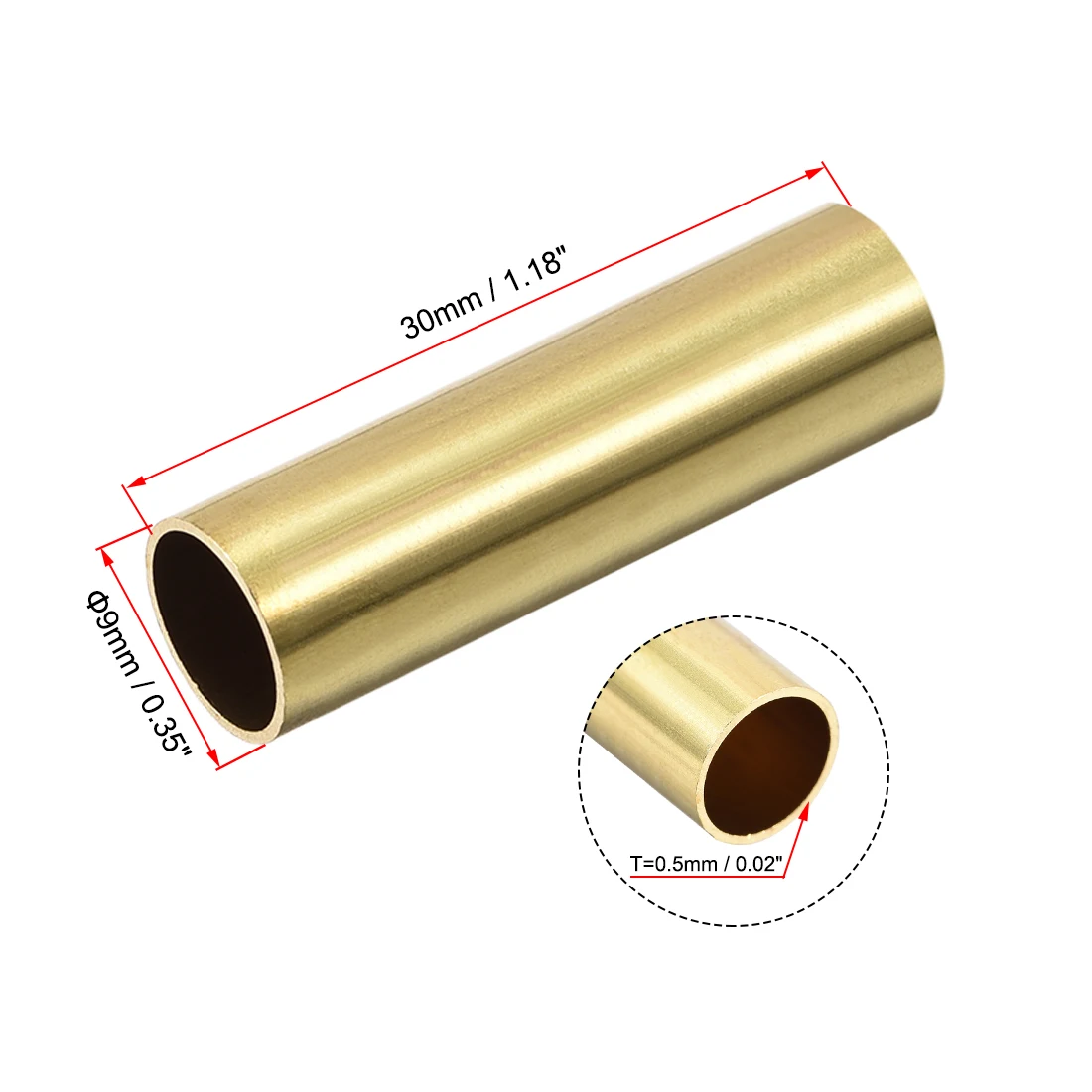 10Pcs Brass Round Tube 2-10mm OD 0.5mm/1mm Wall Thickness 30mm Length Seamless Pipe Tubing for DIY Crafts Macrame Wall Hanging