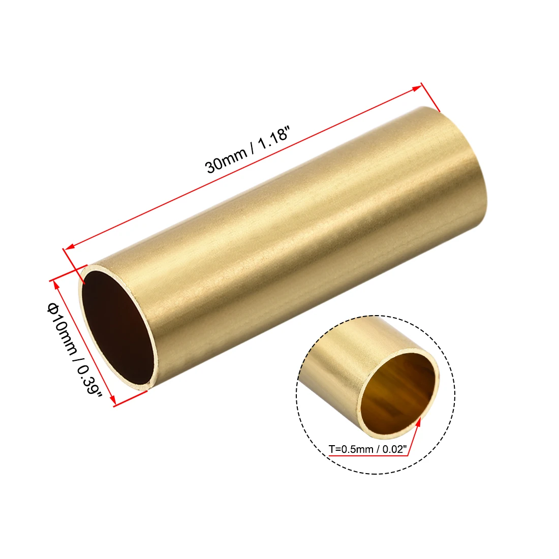 10Pcs Brass Round Tube 2-10mm OD 0.5mm/1mm Wall Thickness 30mm Length Seamless Pipe Tubing for DIY Crafts Macrame Wall Hanging