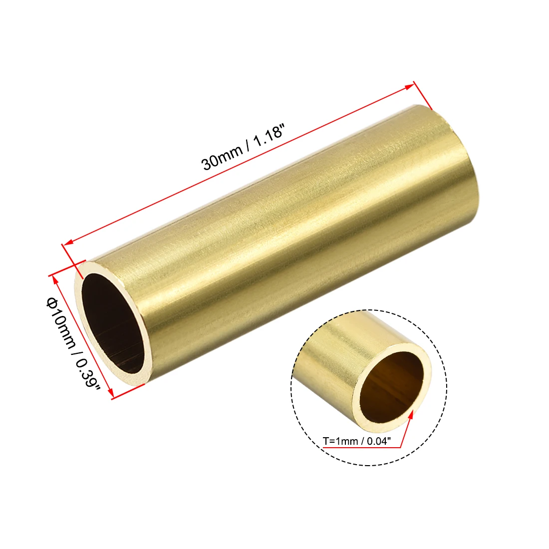 10Pcs Brass Round Tube 2-10mm OD 0.5mm/1mm Wall Thickness 30mm Length Seamless Pipe Tubing for DIY Crafts Macrame Wall Hanging