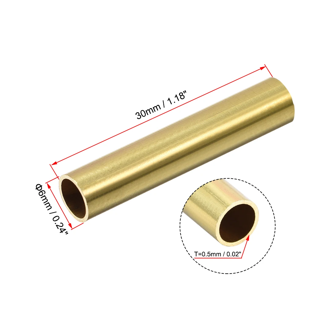 10Pcs Brass Round Tube 2-10mm OD 0.5mm/1mm Wall Thickness 30mm Length Seamless Pipe Tubing for DIY Crafts Macrame Wall Hanging