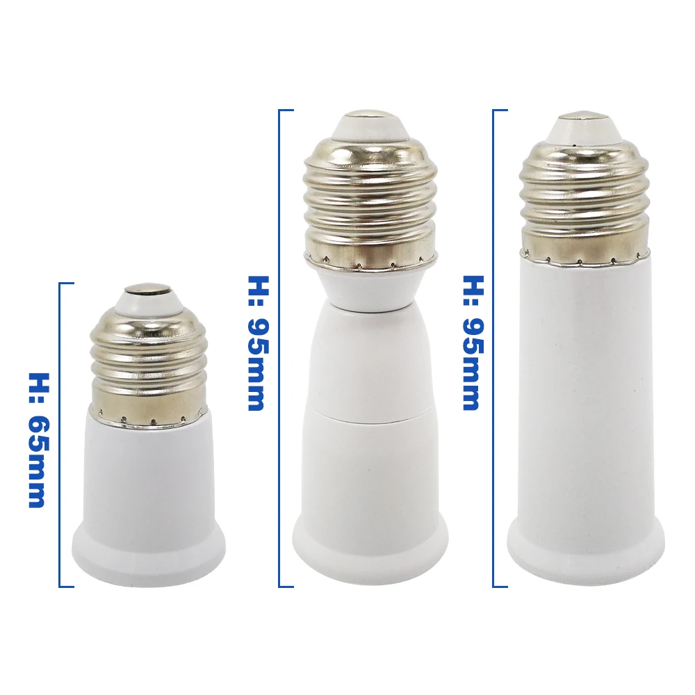 E27 To E27 Lamp Base Extender 65mm 95mm 197mm Lamp Holder Converter E27-E27 Flame Retardant Lamp Socket Adapter For Light Bulb