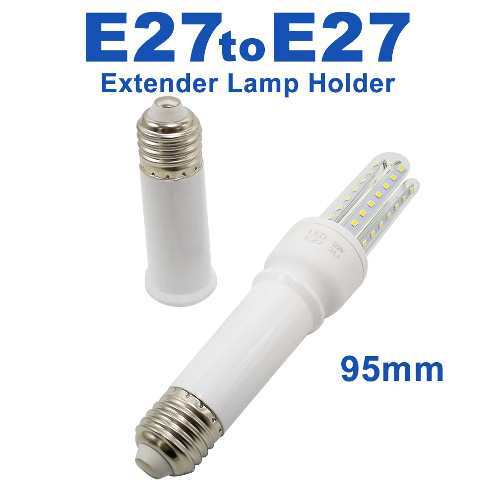 E27 To E27 Lamp Base Extender 65mm 95mm 197mm Lamp Holder Converter E27-E27 Flame Retardant Lamp Socket Adapter For Light Bulb