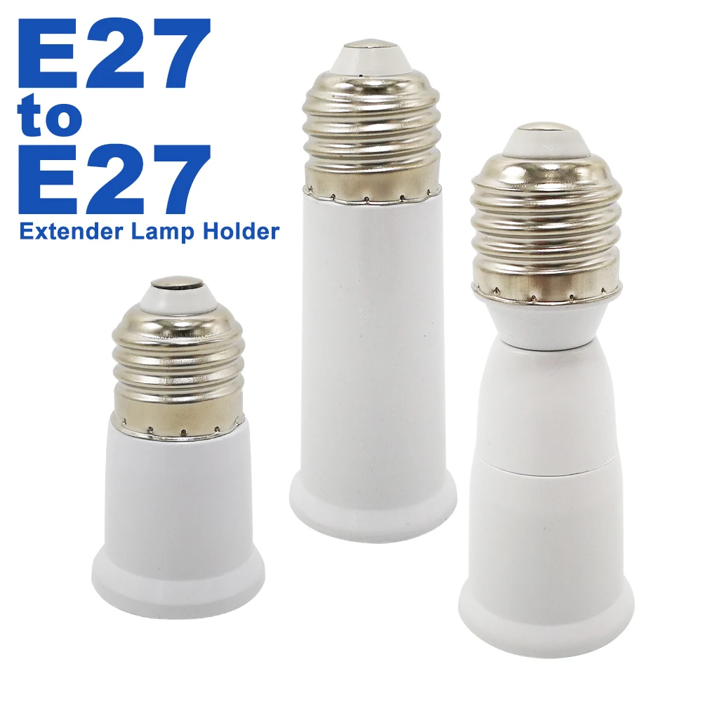 E27 To E27 Lamp Base Extender 65mm 95mm 197mm Lamp Holder Converter E27-E27 Flame Retardant Lamp Socket Adapter For Light Bulb