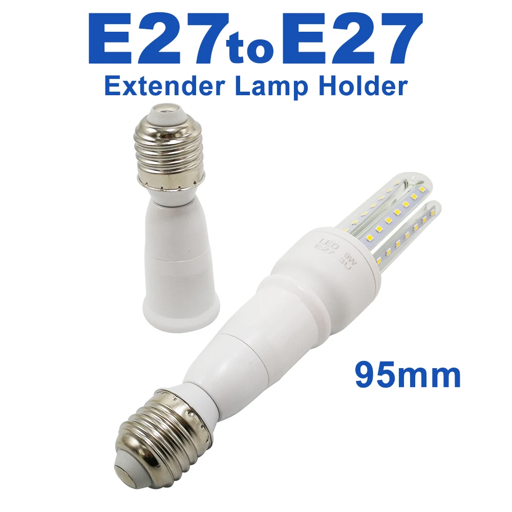E27 To E27 Lamp Base Extender 65mm 95mm 197mm Lamp Holder Converter E27-E27 Flame Retardant Lamp Socket Adapter For Light Bulb